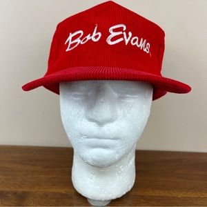 Vintage bob evans corduroy Snapback trucker hat cap red one size fits most